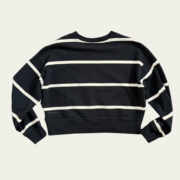 Lululemon Perfectly Oversized Cropped Crew sz 6 Boundless Stripe Black White - Picture 4 of 4